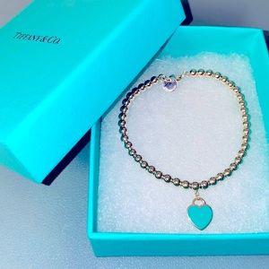 Return to Tiffany™ Heart Tag Bead Bracelet Silver and Tiffany Blue